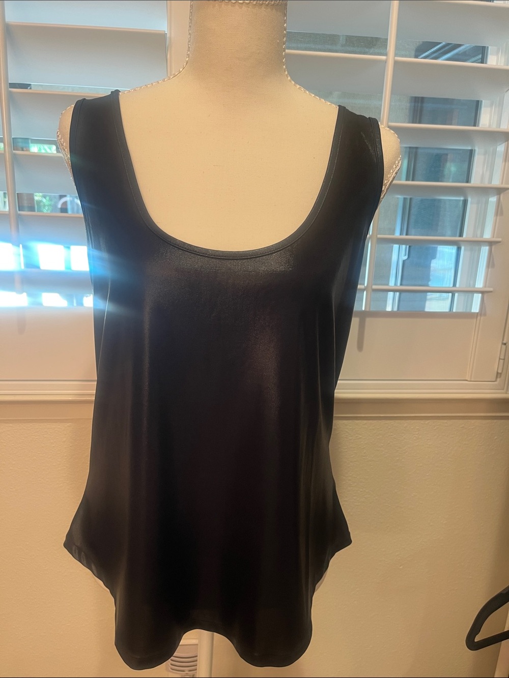 Satin Scoop Neck Black Women's Camisole